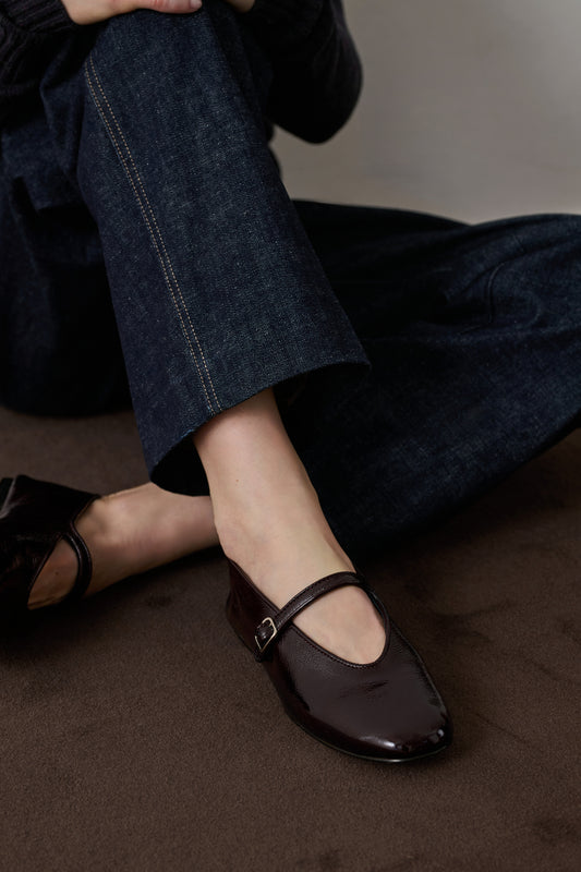 Ballerines Madeline - Bordeaux Foncé - Cuir - Femme