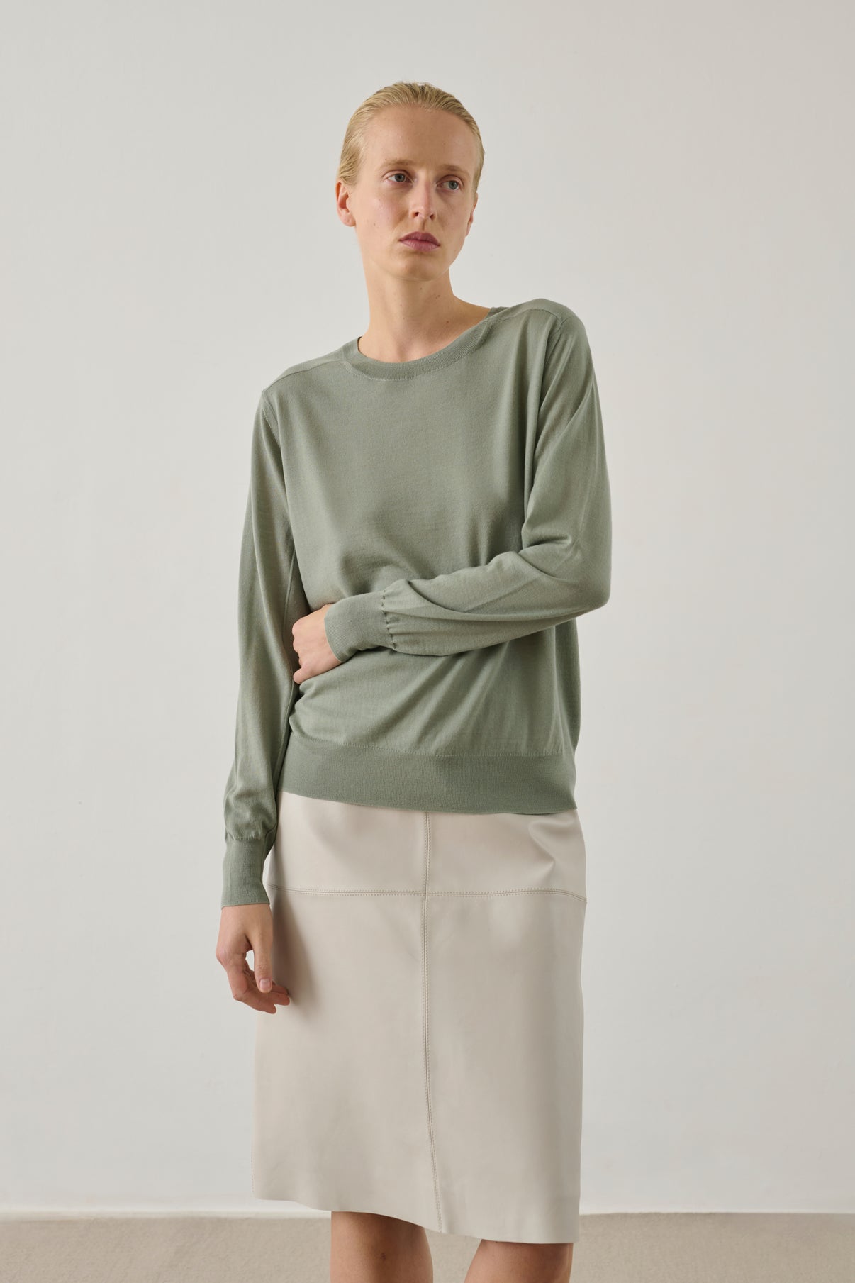 Pull Aussie - Menthe - Laine mérinos - Femme vue 1
